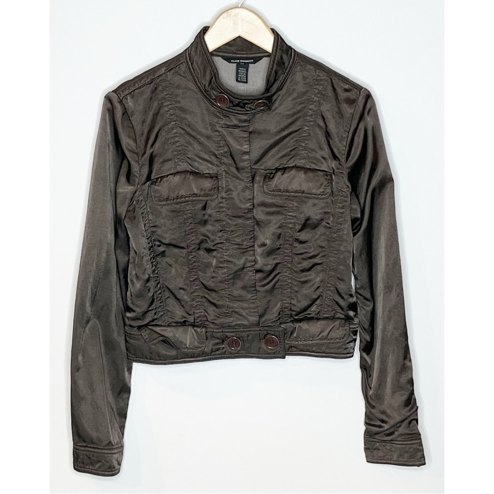 Club Monaco Brown Satin Military-Style Jacket